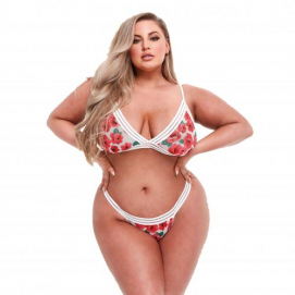 Baci - White Floral & Lace 2-delige BH Set - Curvy-Baci-Lingerie - PleasureToys.nl