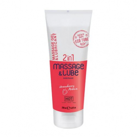 Hot Massagegel & Glijmiddel 2in1 - Aardbei - HOT | PleasureToys.nl