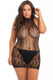 Netstof Jurkje Reckless Plus Size - Zwart-Rene-Rofe - PleasureToys.nl