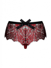 Redessia Kanten Slip - Rood/Zwart-Obsessive - PleasureToys.nl