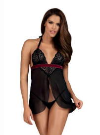Rossita Babydoll Met Sexy String - Zwart-Obsessive - PleasureToys.nl