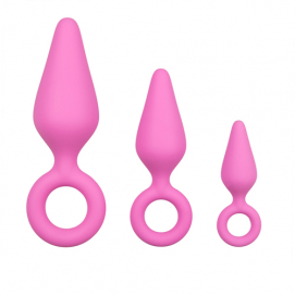 Roze buttplugs met trekring - setje-Easytoys-Anal-Collection - PleasureToys.nl