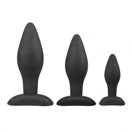 Siliconen buttplugsetje - zwart-Easytoys-Anal-Collection - PleasureToys.nl