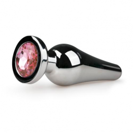 Zilverkleurige metalen buttplug met roze diamant - Easytoys Anal Collection | PleasureToys.nl